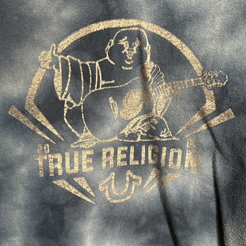 True Religion Blue Tie-Dye Hoodie Sweatshirt - Picture 2 of 6